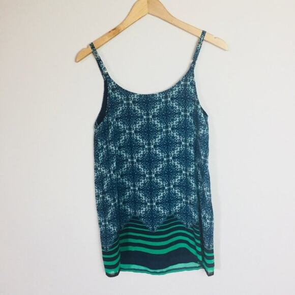 CABI Navy Tunic Cami Tank XS Diamond Print Office Business Work $68 Stripe Green - Picture 5 of 7